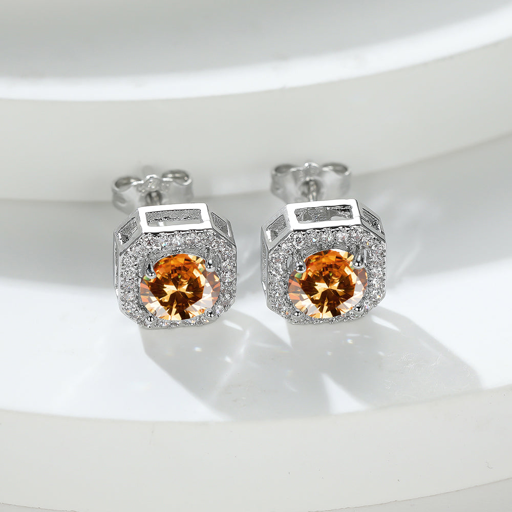 Geometric Zirconia Stud Earrings - Various Colours - Truly Yours