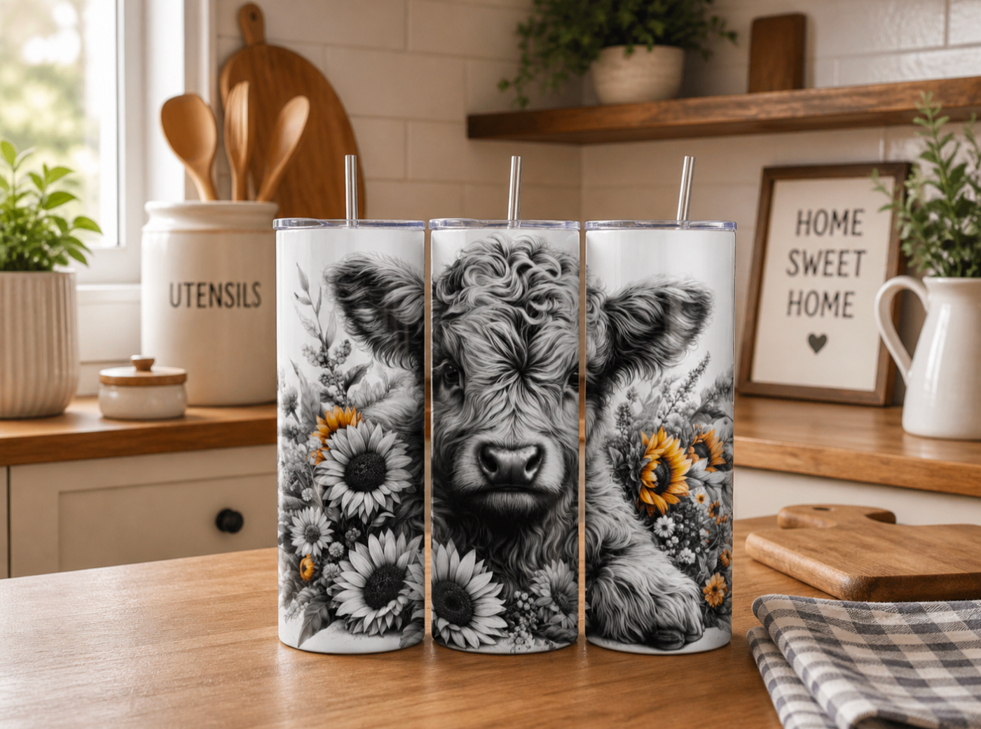 20oz Highland Cow Tumbler – Travel Mug with Straw - Truly Yours