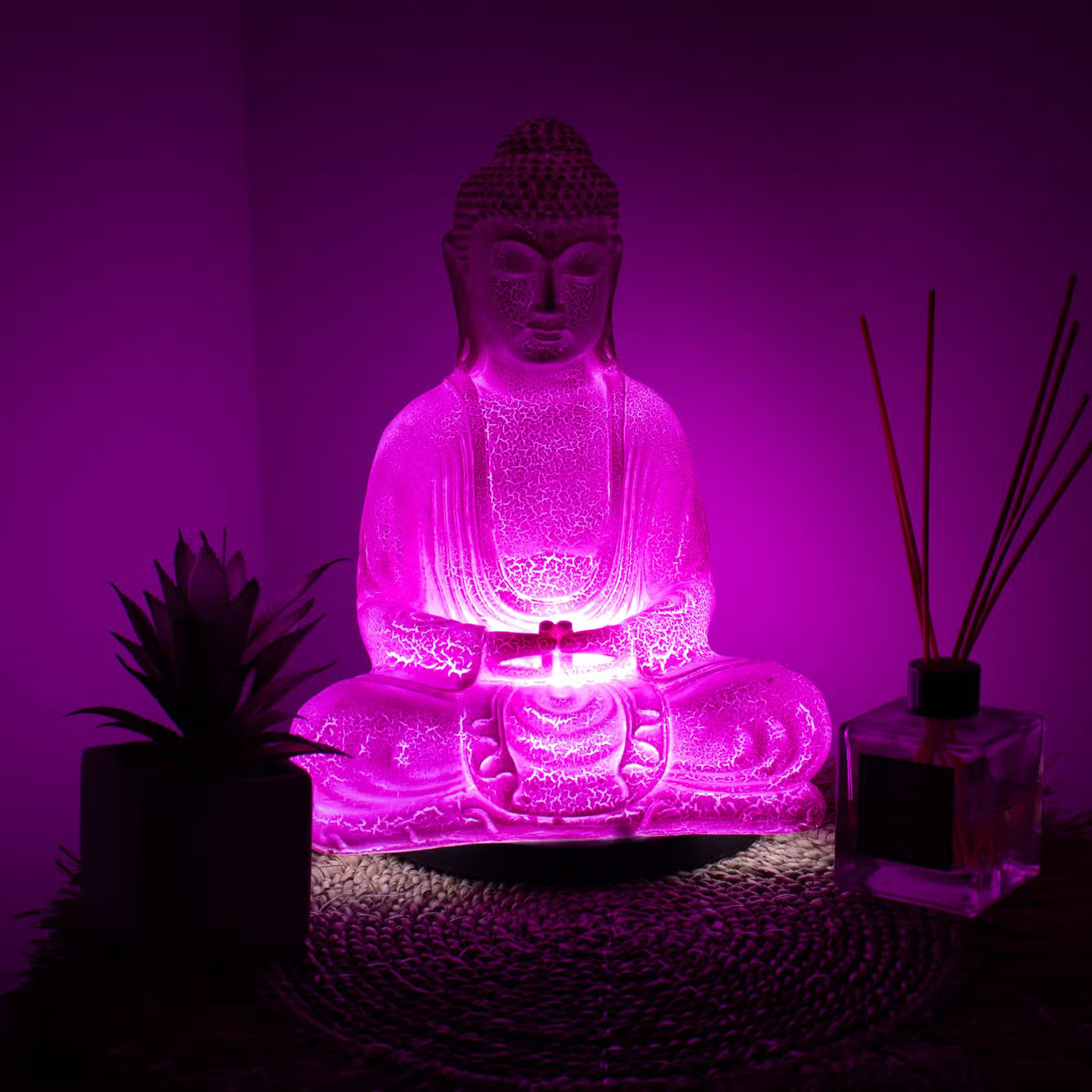 Meditation Buddha Lamp Cherry Crackle - Oval Stand - Truly Yours