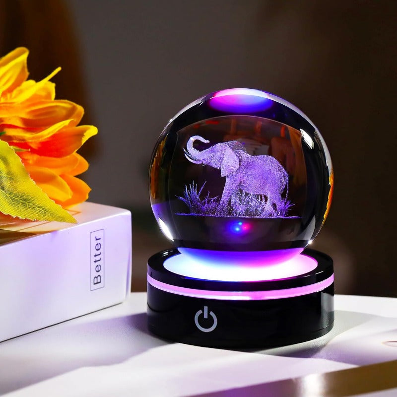 Luxury 3D Elephant Crystal Ball LED Mood Lamp Led light