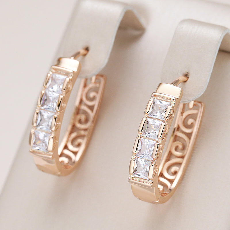 Sparkling Rose Gold Zircon Hoop Earrings – 585 Gold Plated Statement Hoops - Truly Yours