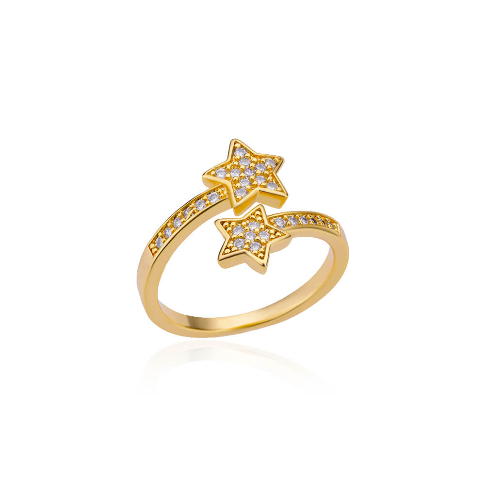 Zircon Double Star Ring - Resizable - Truly Yours