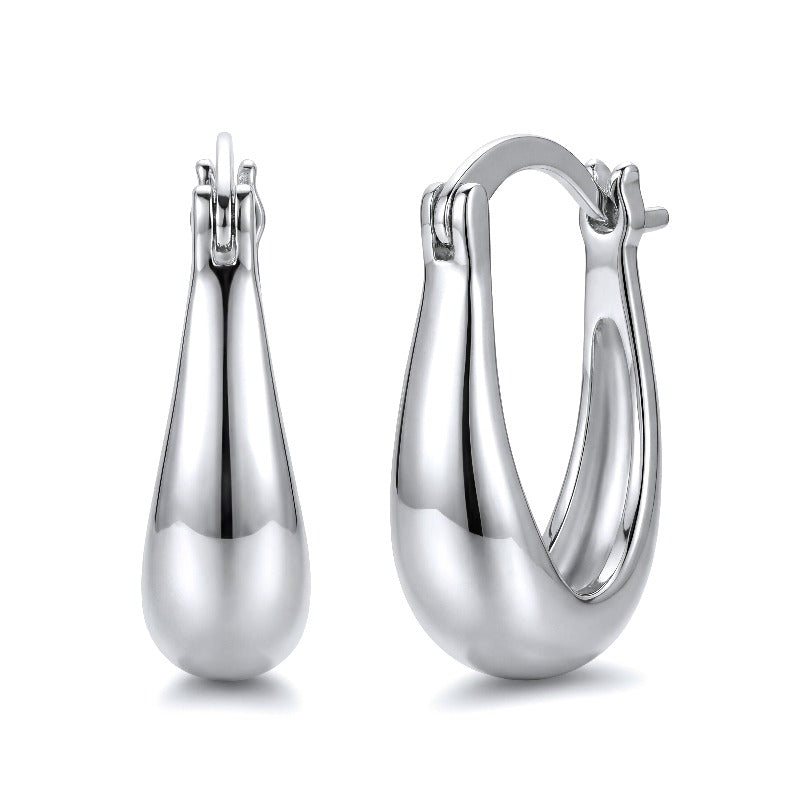 925 Sterling Silver Teardrop Hoop Earrings – Available in Silver & Gold - Truly Yours