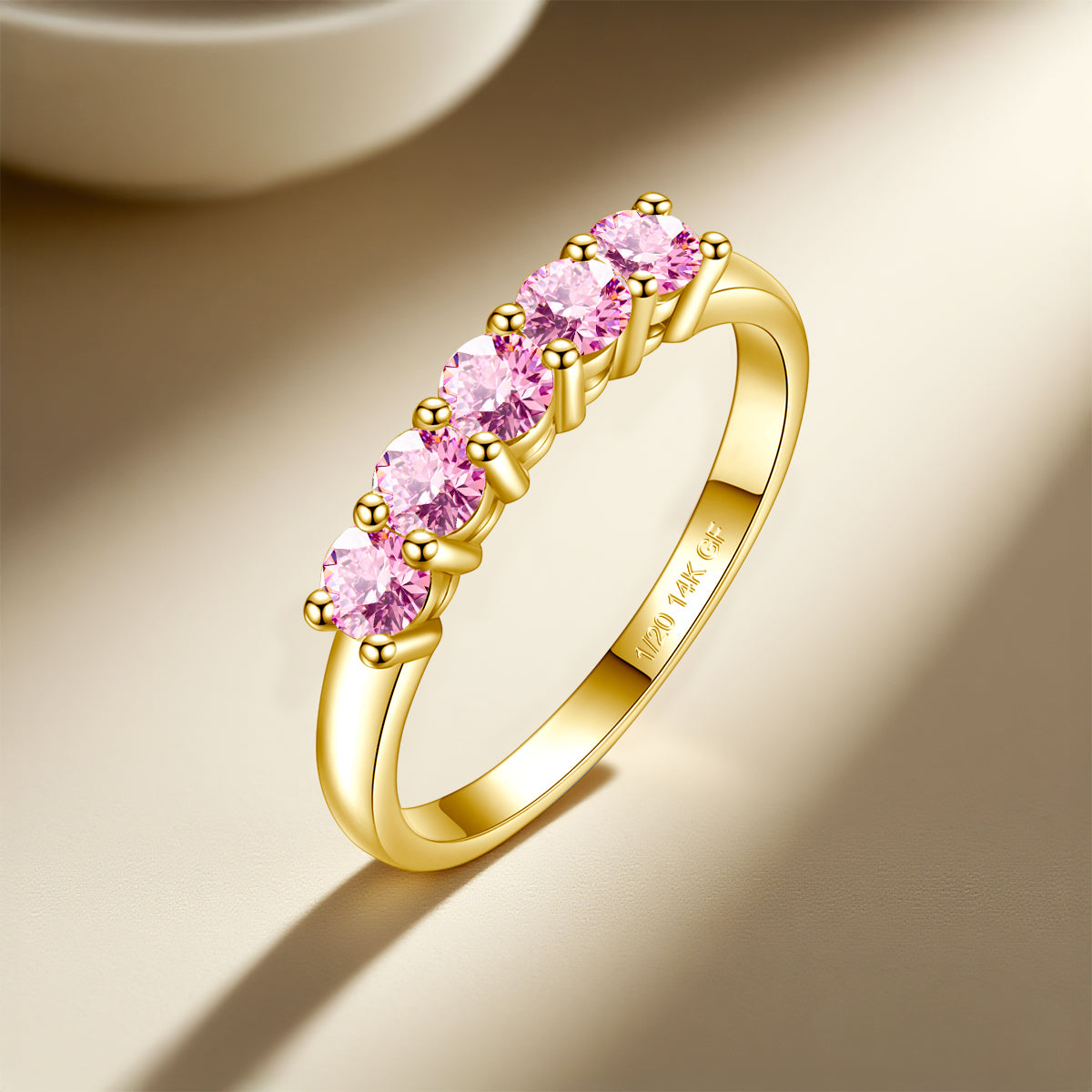 14K Gold Filled Pink or White Moissanite Stacking Ring - Truly Yours