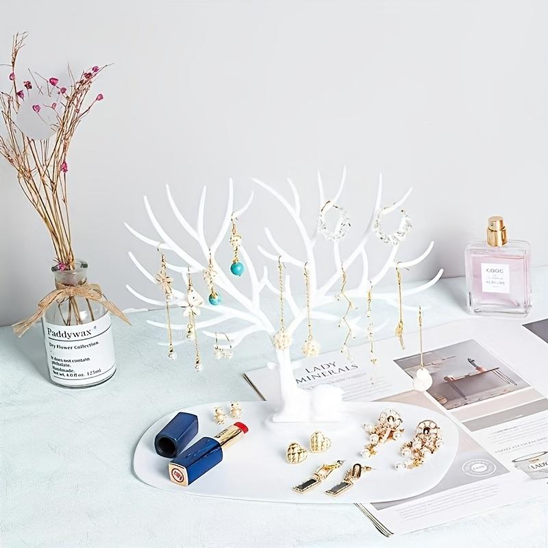 Tree-Shaped Jewellery Organizer with Deer Base - Necklace, Earring & Ring Display Stand with Storage Tray - Truly Yours