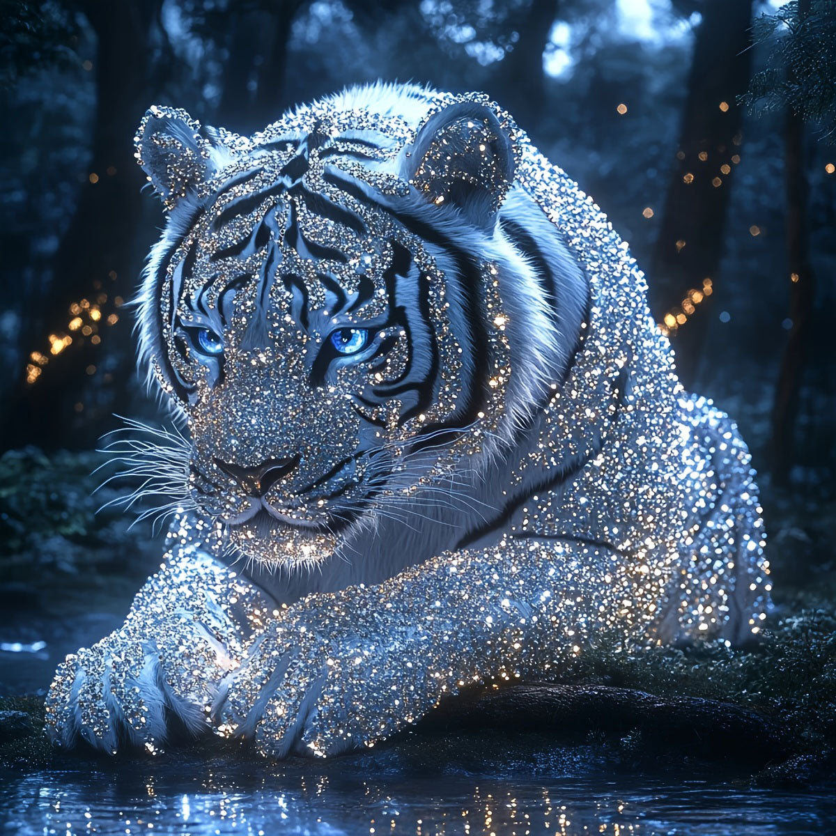Mystic White Tiger Round Drill Diamond Painting Diamond painting