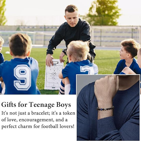 Adjustable Football Charm Bracelet with Inspirational Message Card - Truly Yours