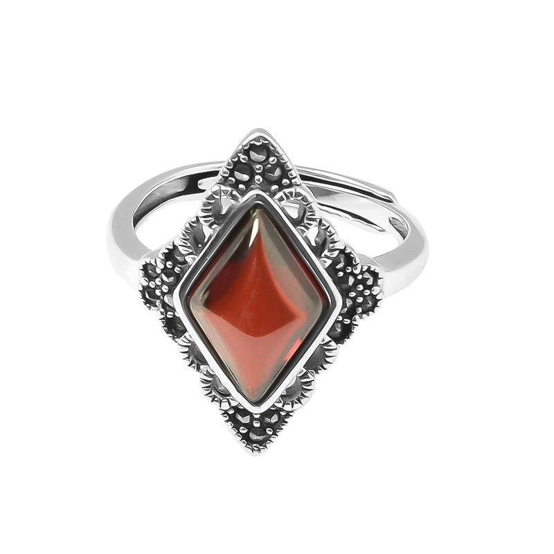 Vintage Garnet Rhombus Adjustable Ring - Truly Yours