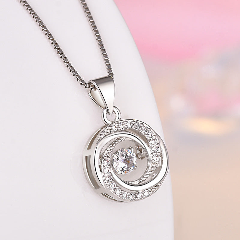 925 Sterling Silver Infinity Swirl Pendant with Shimmering Center Zircon - Truly Yours