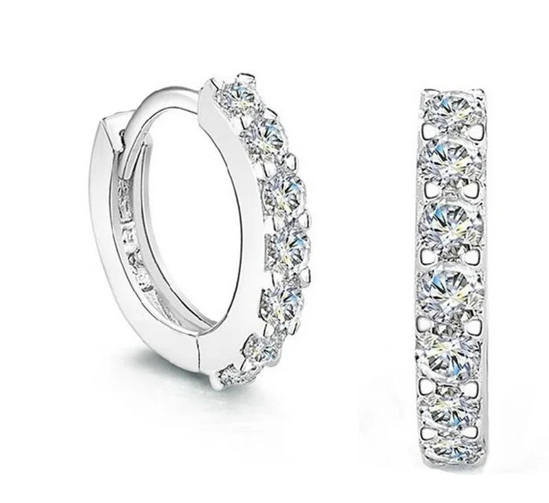 925 Sterling Silver Crystal Huggie Hoop Earrings - Truly Yours