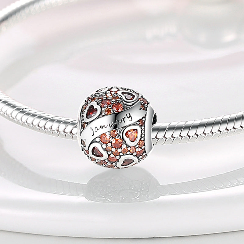 Birthstone Heart Charms - S925 Sterling Silver - Truly Yours