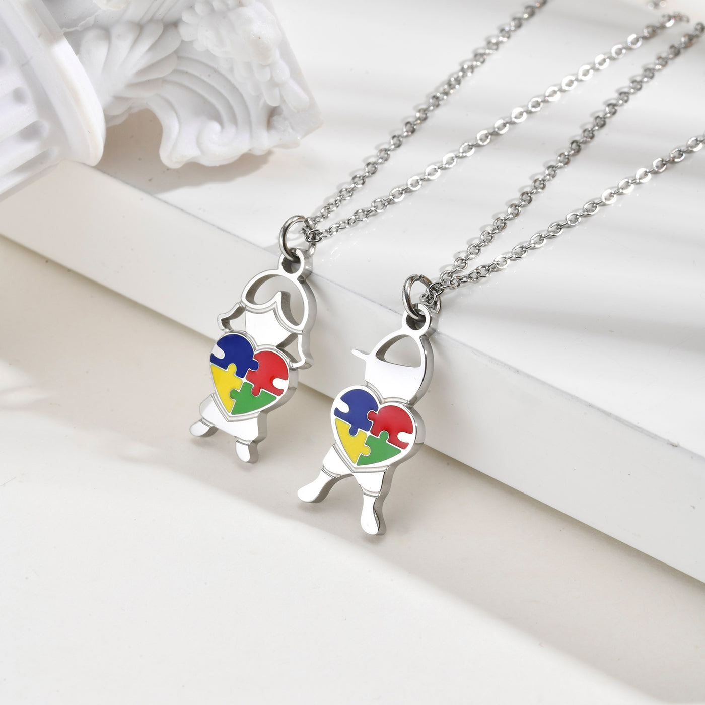Autism Awareness Heart Pendant – Stainless Steel Necklace - Truly Yours
