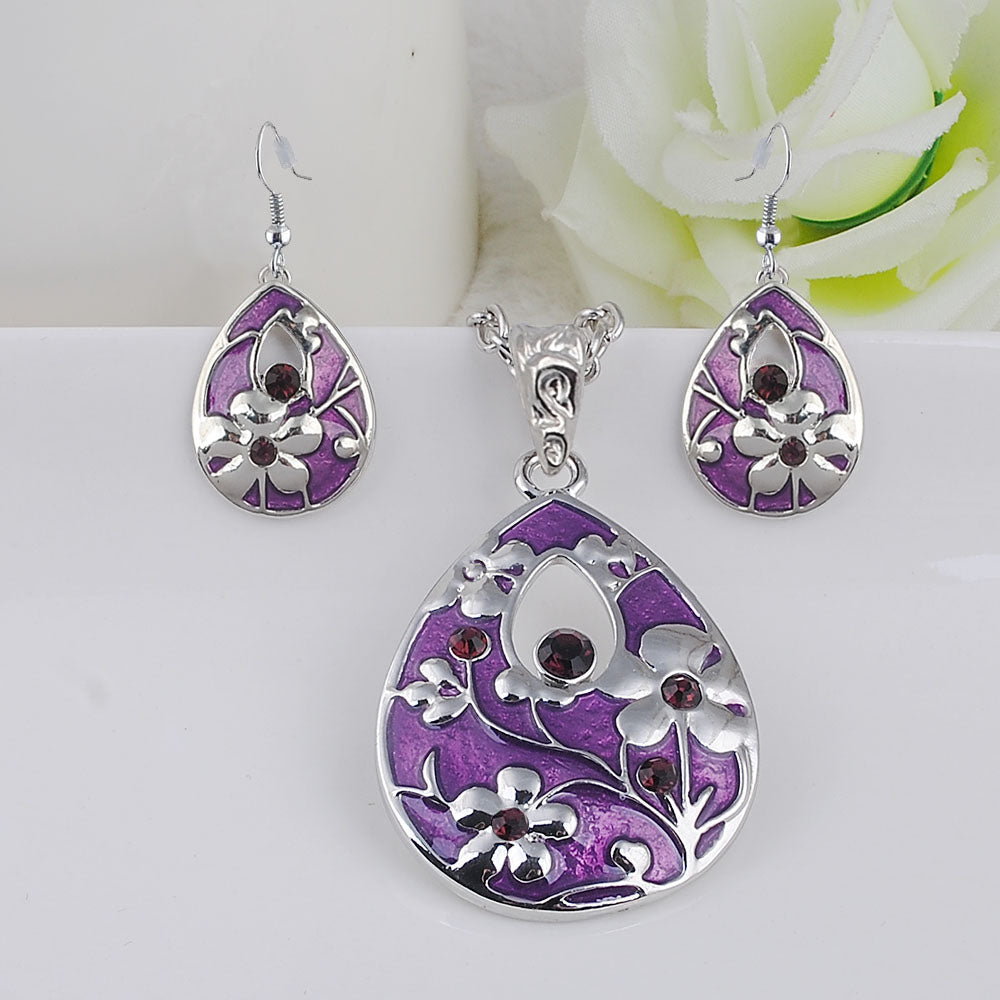 Purple Enamel Teardrop Jewellery Gift Set - Truly Yours