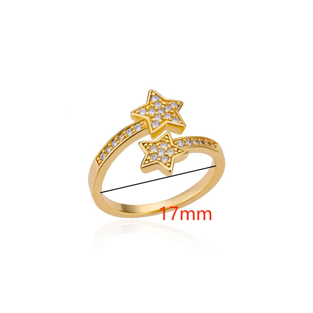 Zircon Double Star Ring - Resizable - Truly Yours