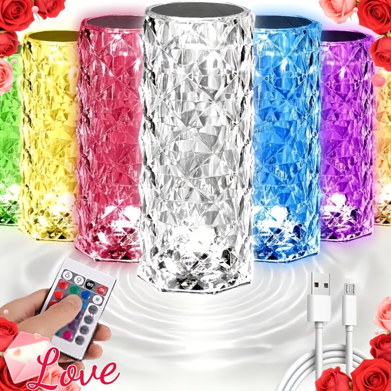 Luxury Crystal Diamond Touch Night Lamp – 16 Colour LED with Remote Led light