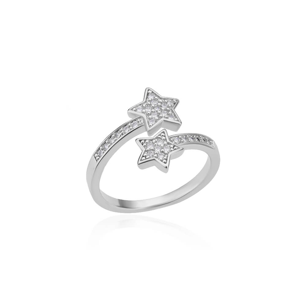 Zircon Double Star Ring - Resizable - Truly Yours