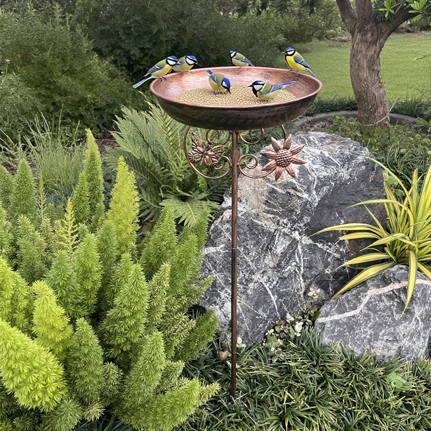 30-Inch Vintage Copper Bird Bath & Feeder - Truly Yours