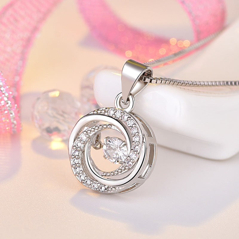 925 Sterling Silver Infinity Swirl Pendant with Shimmering Center Zircon - Truly Yours