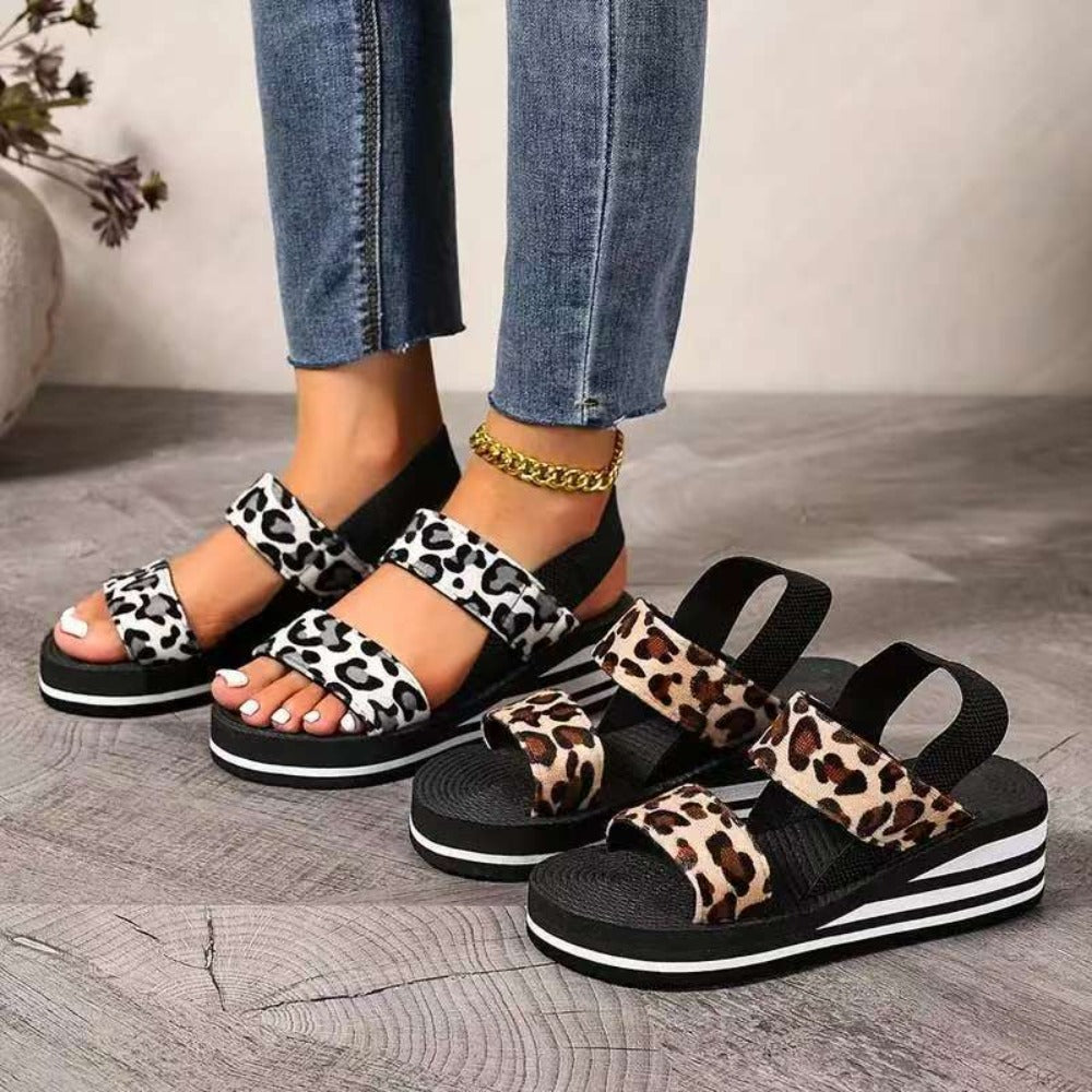 Everyday Comfort Leopard Print Wedge Sandals - Truly Yours