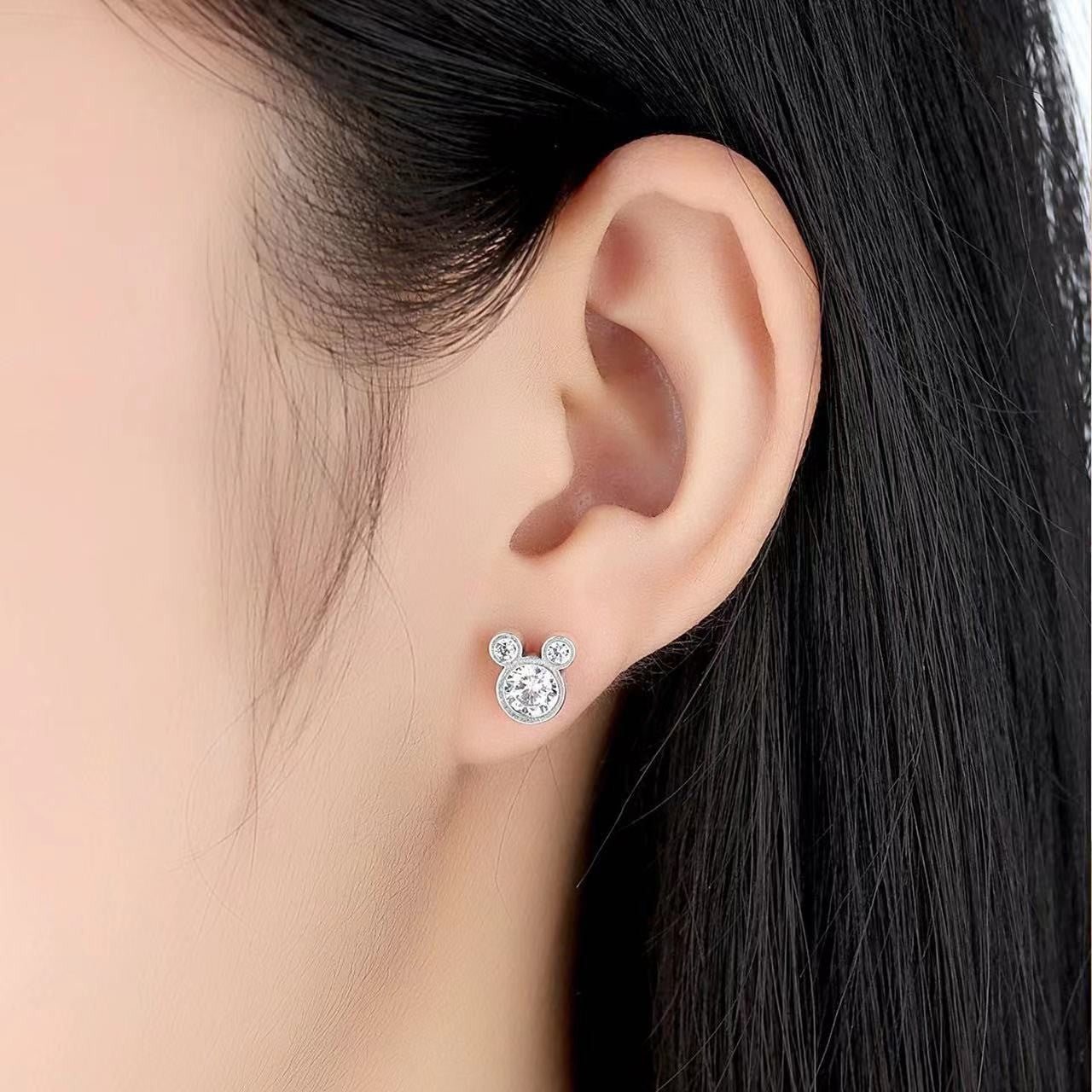 Elegant Mickey Inspired 925 Sterling Silver Earrings with Round Cut Zirconia - Truly Yours