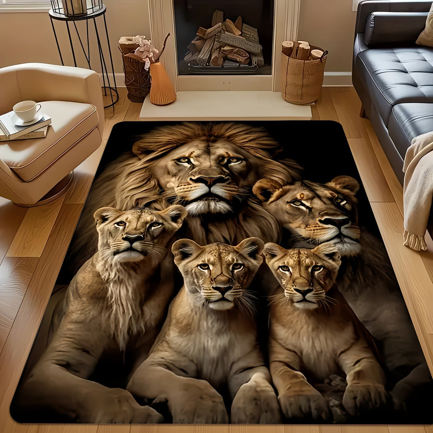 Lion Family Print Area Rug Rug