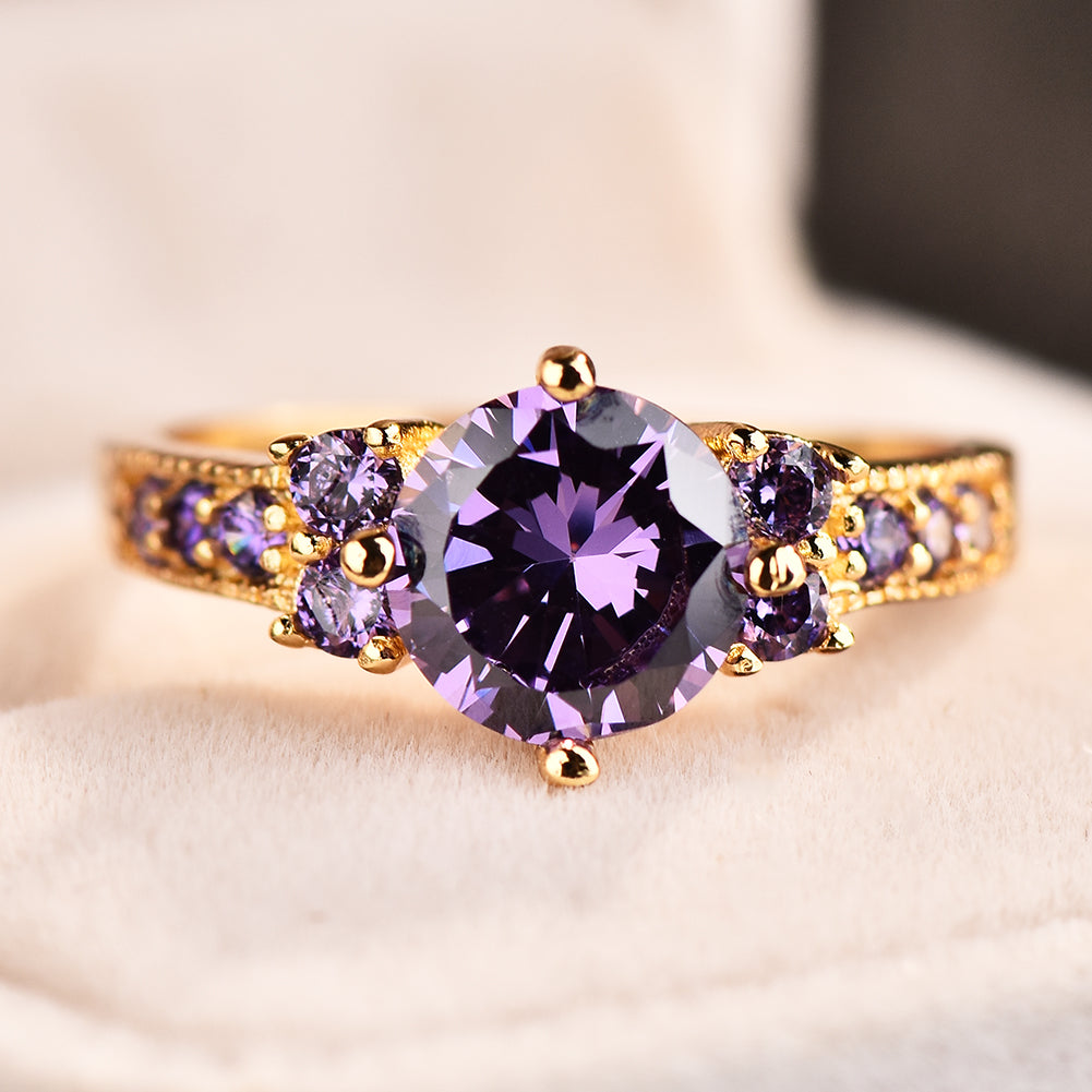 Elegant Vintage Purple Crystal Ring - Truly Yours