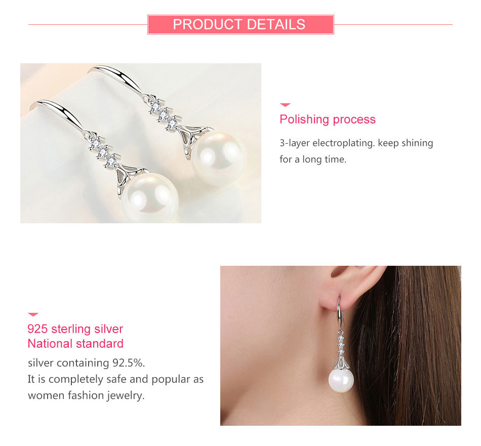 925 Sterling Silver Pearl Drop Earrings - Truly Yours
