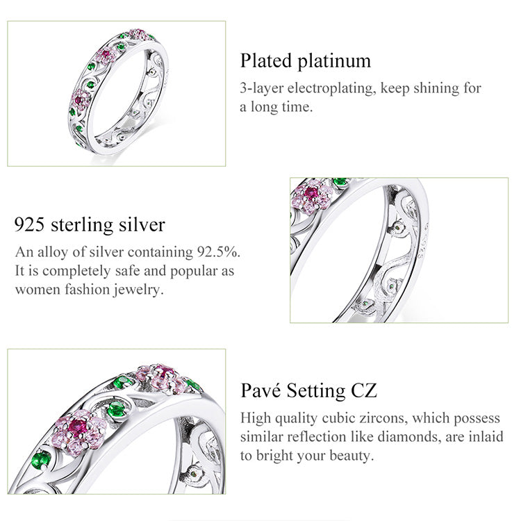 Floral CZ Sterling Silver Ring - Truly Yours
