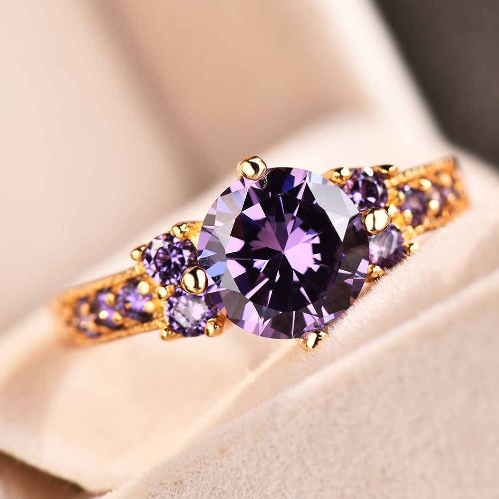 Elegant Vintage Purple Crystal Ring - Truly Yours