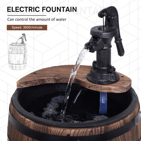 Wood Barrel Pump Garden Fountain Water Feature Flower Planter Stand - Truly Yours