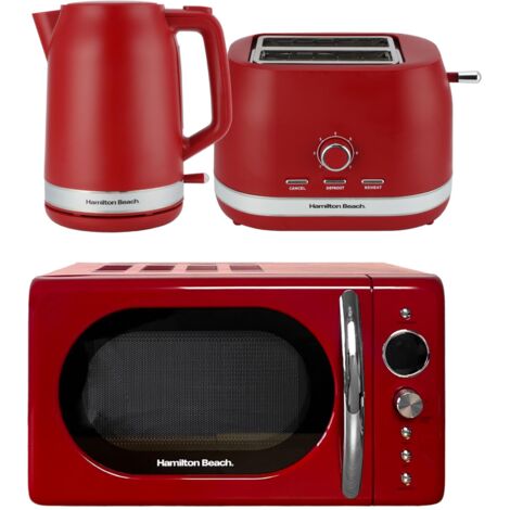 Hamilton Beach Ella Kettle Toaster & Microwave Set Red - Truly Yours