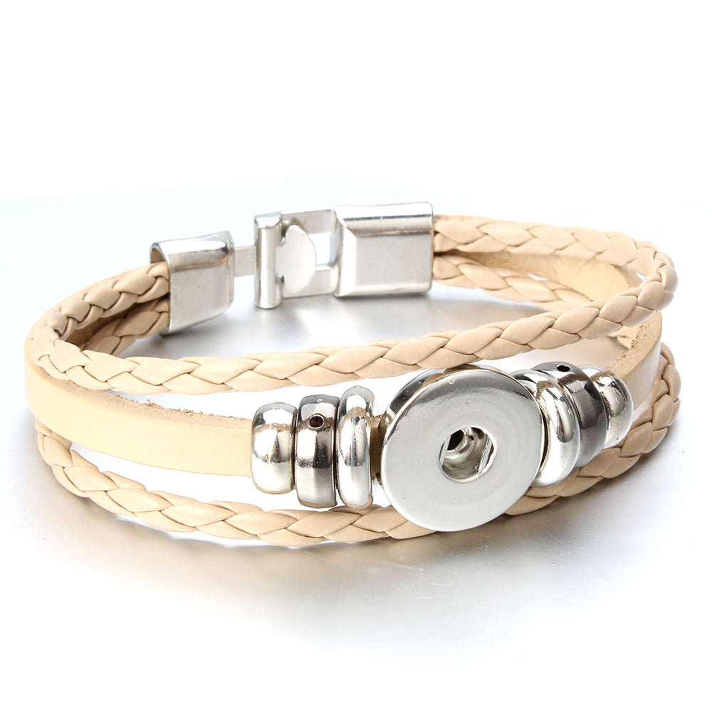 Luna Multi-Strand 18mm Snap Wrap Bracelet – Customizable Braided Leather - Truly Yours