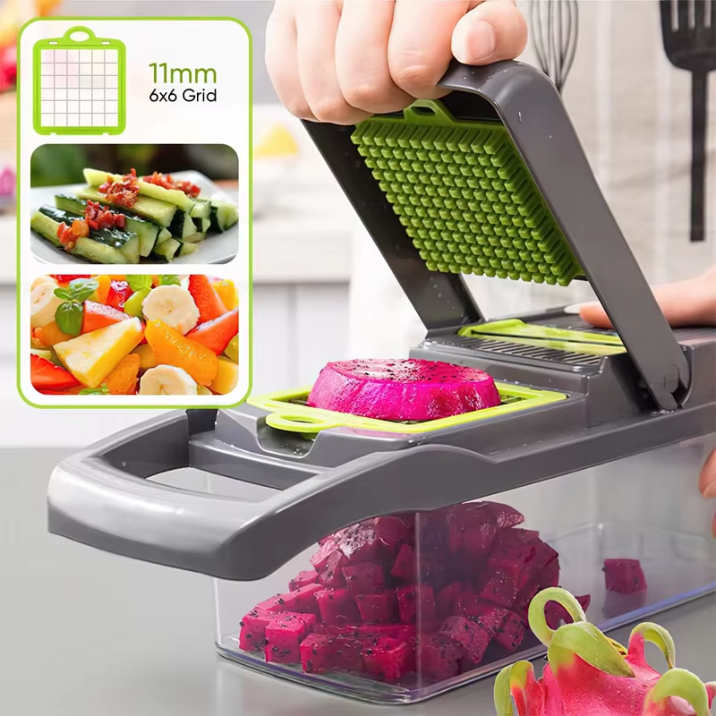16-Piece Multi-Function Vegetable Chopper & Mandoline Slicer Set with Storage Container – Ultimate Kitchen Prep Tool - Truly Yours