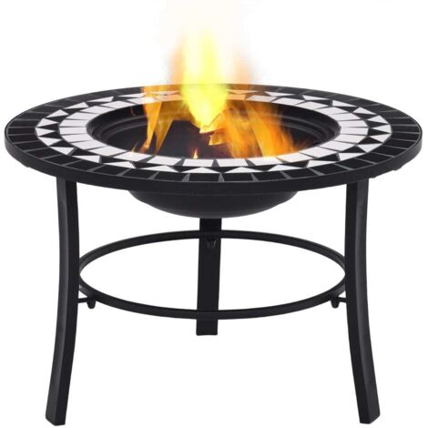 Mosaic Fire Pit Black and White 68cm Ceramic - Truly Yours