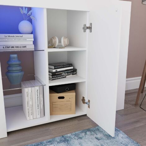 Azura LED Sideboard Large 1 Door Modern High Gloss Storage Cabinet Cupboard, White - Truly Yours