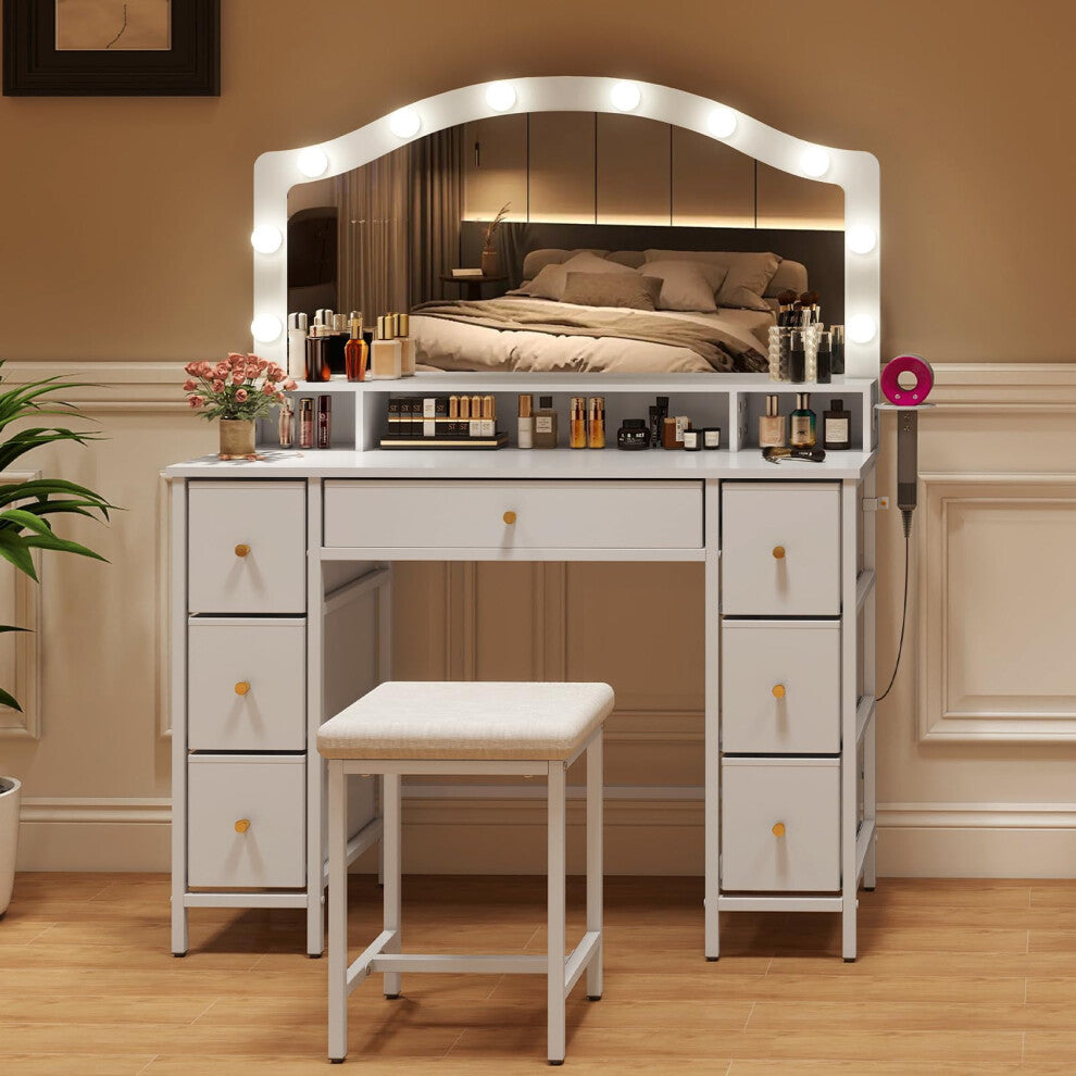 Luxury LED Dressing Table & Stool Set – Vanity Makeup Desk with 7 Drawers - Truly Yours