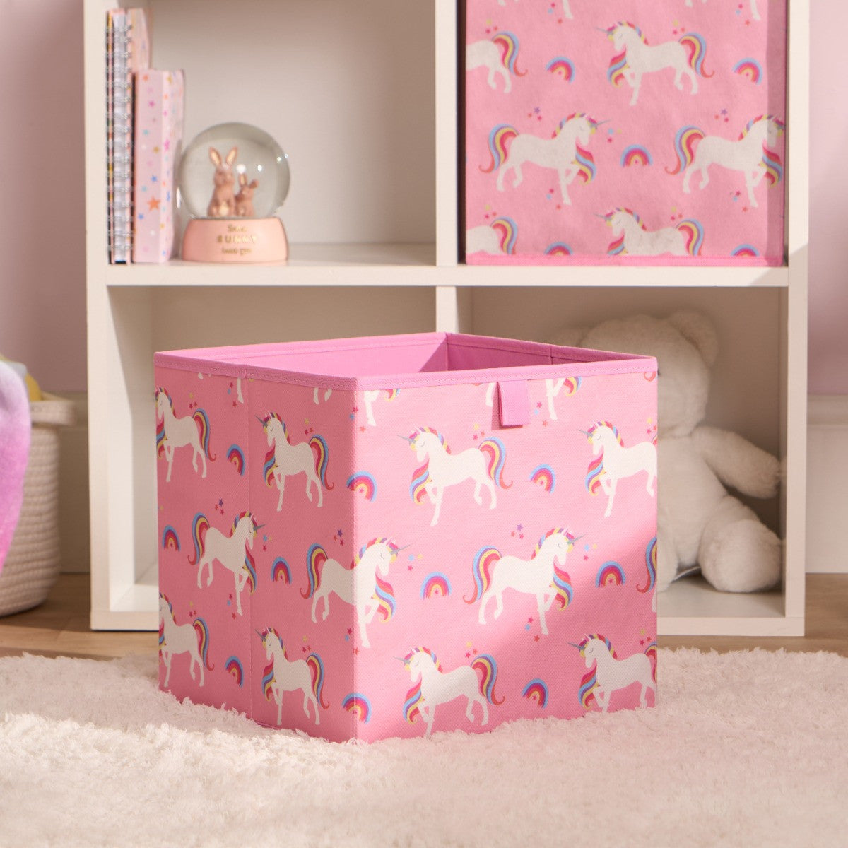 Unicorn Print Cube Storage Boxes – Pink (2 Pack) - Truly Yours