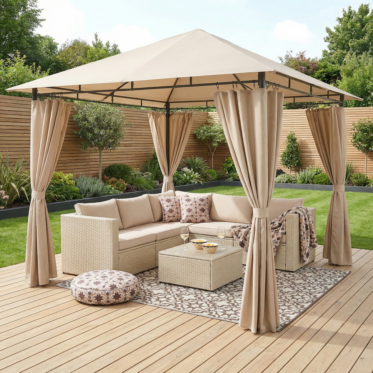 Water Resistant Gazebo With Curtains l - Truly Yours