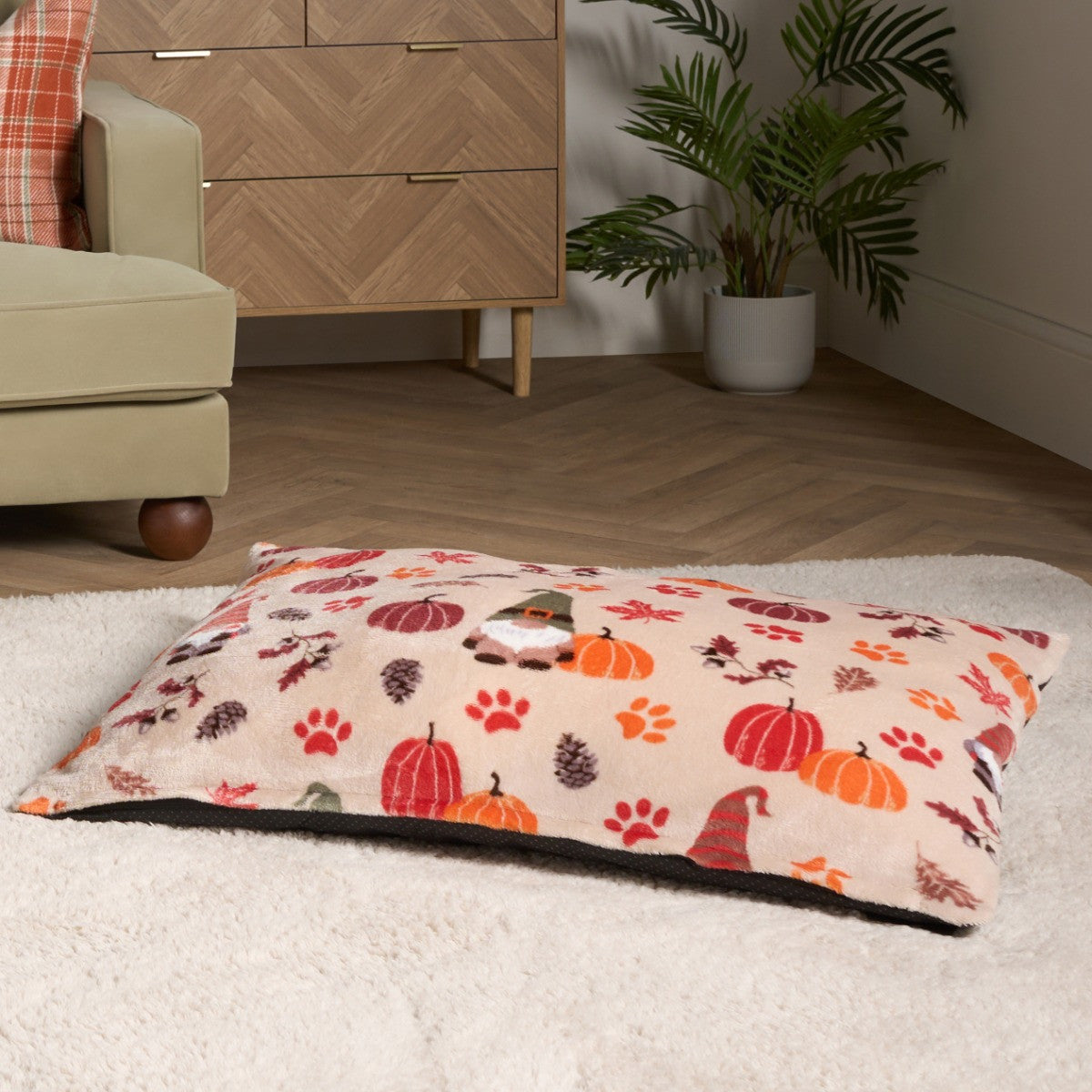 Autumn Paw Print Pet Bed - Natural - Truly Yours