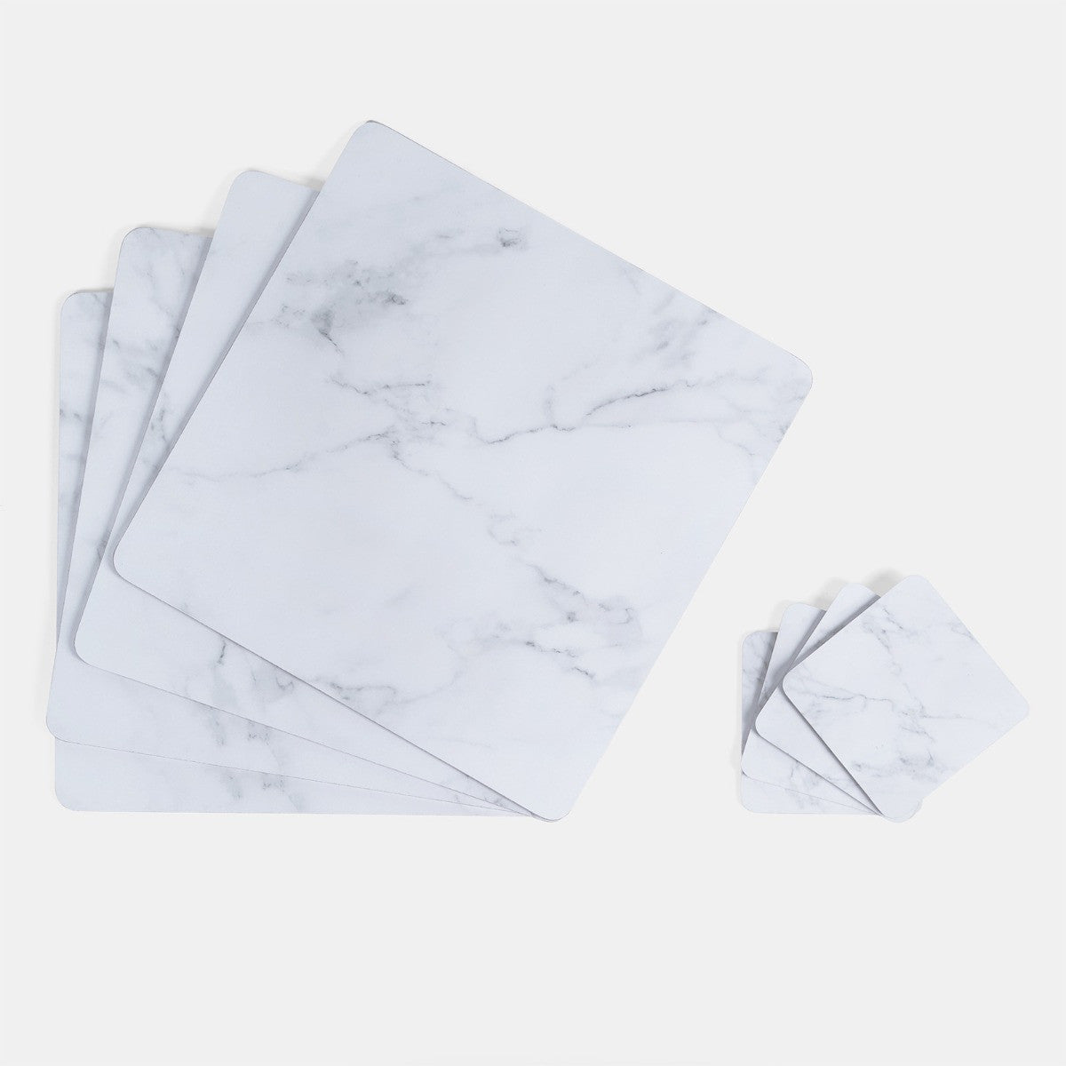 White Marble 4 pcs Placemats & Coasters Set - Truly Yours