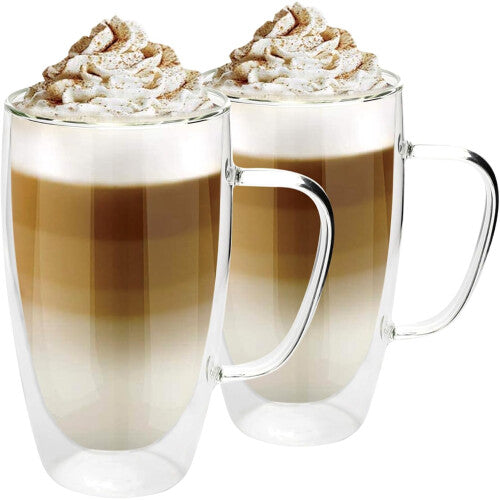 2x Double Wall Insulated Glass Coffee Mugs š¤ - Truly Yours