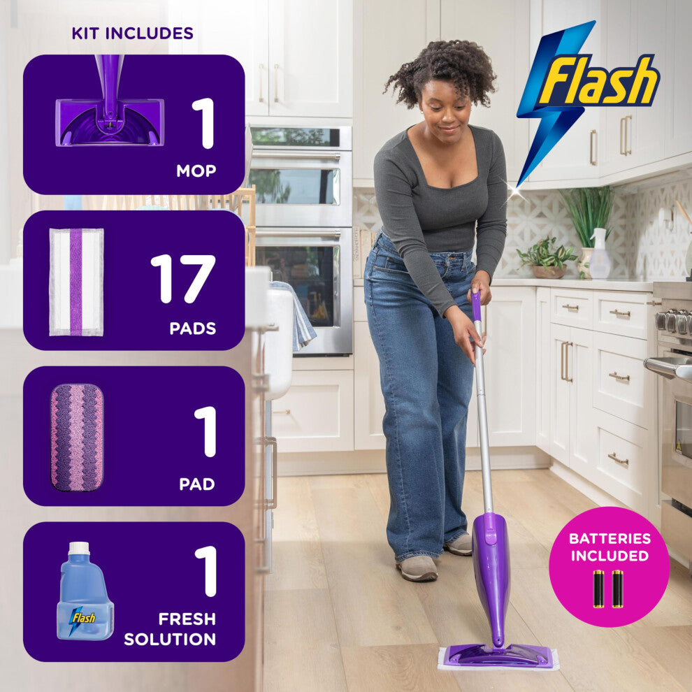 Flash Power Spray Mop Floor Cleaner Starter Kit (1 Washable + 17 Disposable Pads), All-In-One System For Your Floors - Truly Yours