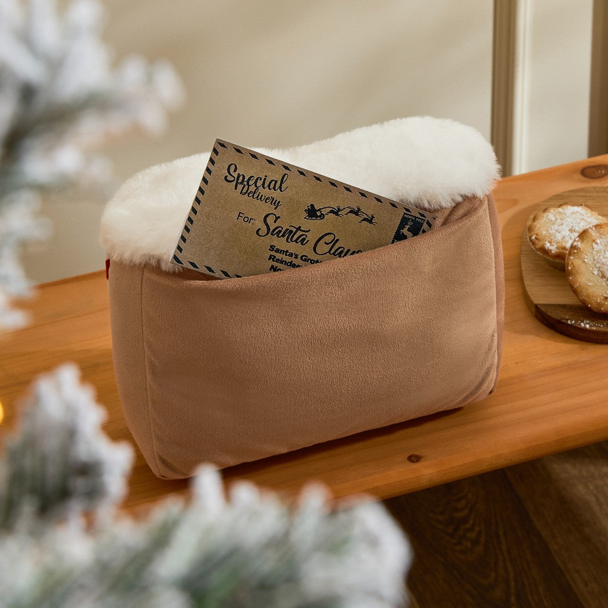 The Postcards to North Pole Shaped Cushion