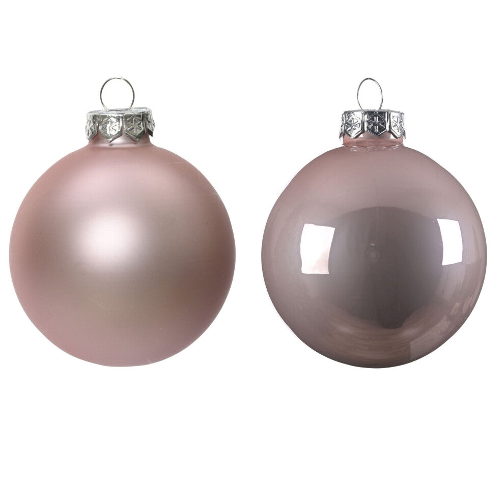Set of 48 mini glass baubles blush pink.