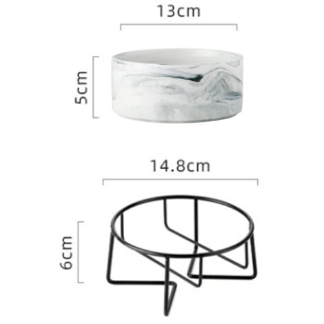 Marble-look ceramic bowl for cats and dogs with iron stand, anti-spill. - Truly Yours