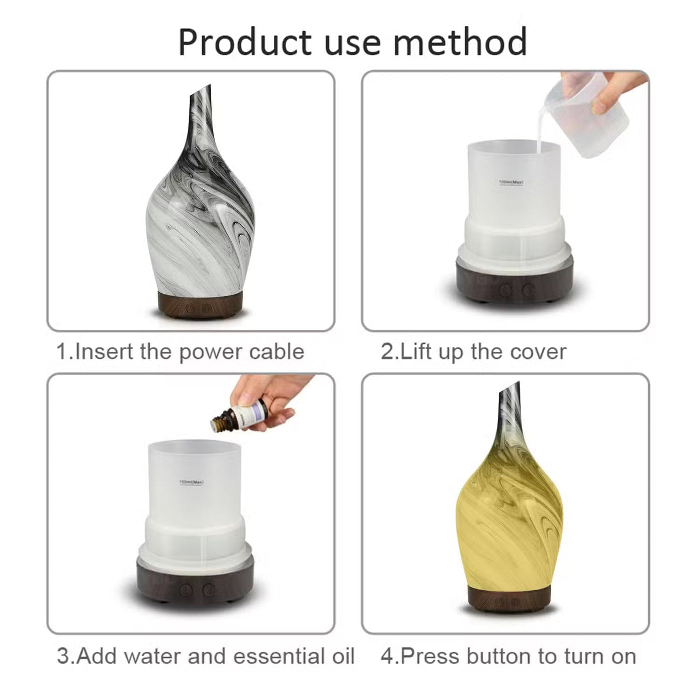 Aroma Atomiser - Glass Abstract Grey USB Atomiser