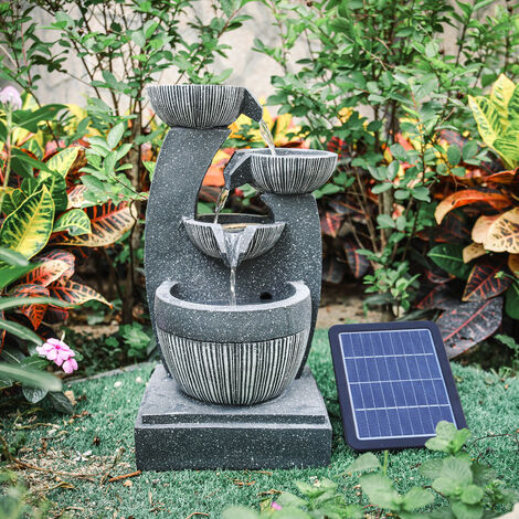 Outdoor 4 Bowls Solar Light Fountain Water Feature - Truly Yours