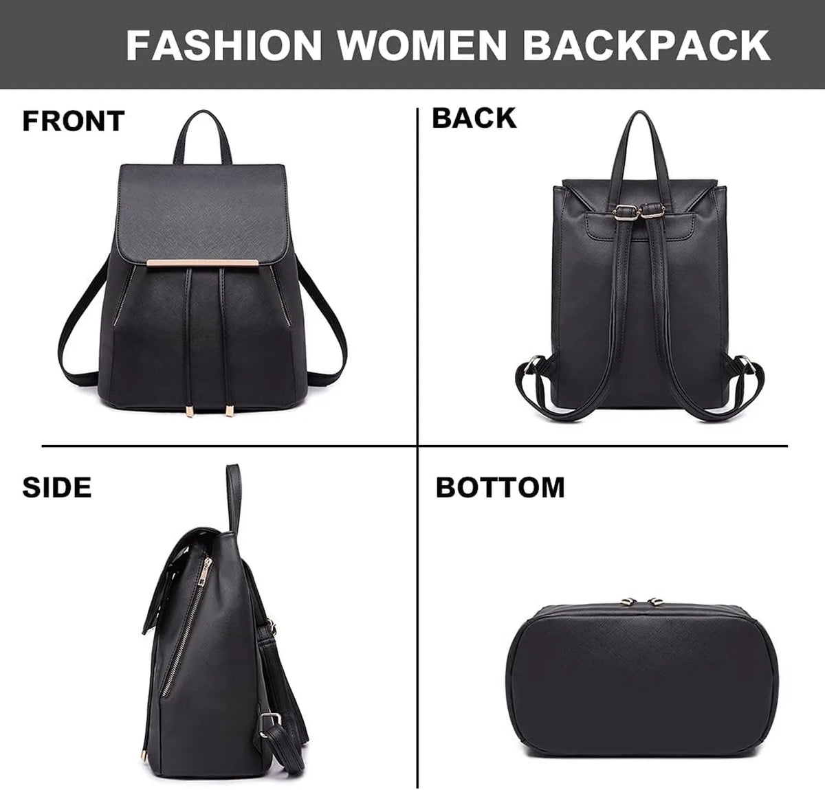 Miss Lulu Women's PU Leather Waterproof Fashion Backpack with Long Purse