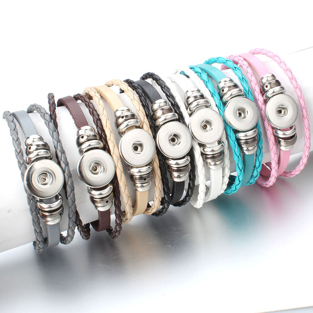 Luna Multi-Strand 18mm Snap Wrap Bracelet – Customizable Braided Leather - Truly Yours