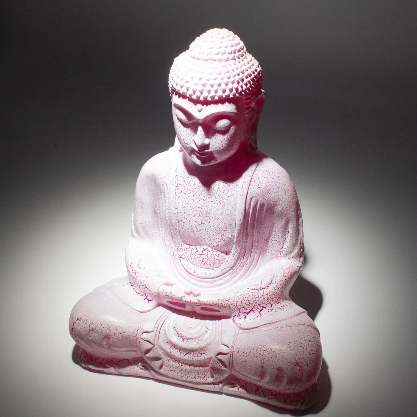 Meditation Buddha Lamp Cherry Crackle - Oval Stand - Truly Yours
